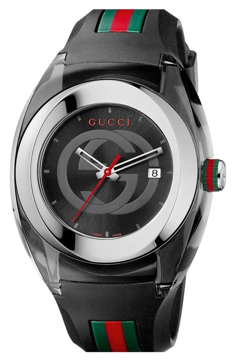 gucci sync stainless steel & rubber-strap watch|gucci 126.4 watch stainless steel.